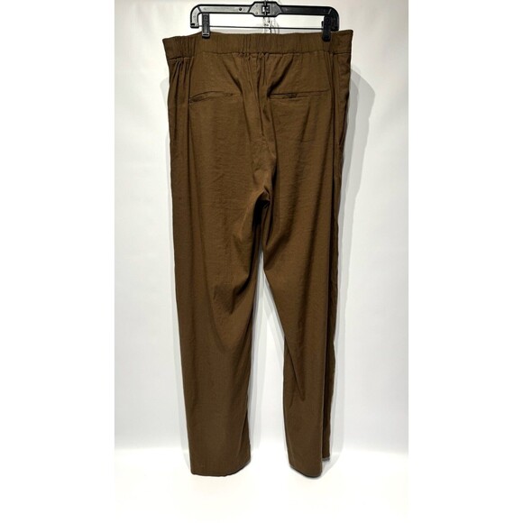 Vince Linen High Waist Pants Brown Pull On Pockets Women's Size XL - Picture 6 of 13